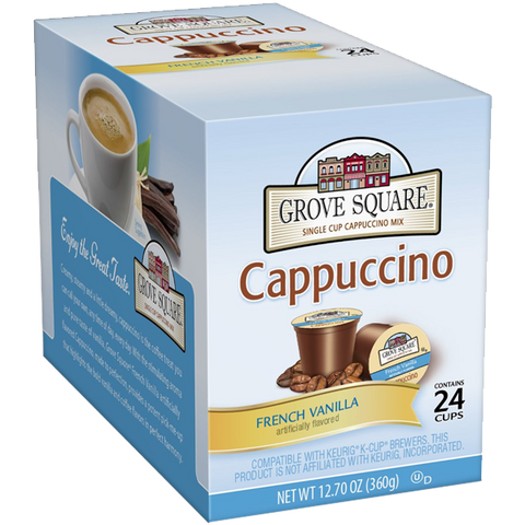 Grove Square Cappuccino French Vanilla 24-Count Single Serve Cup for Keurig K-Cup Brewers