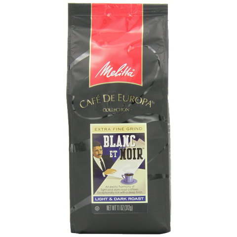 Melitta Caf- de Europa Gourmet Coffee Blanc et Noir Ground Light & Dark Roast 11-Ounce (Pack of 3)