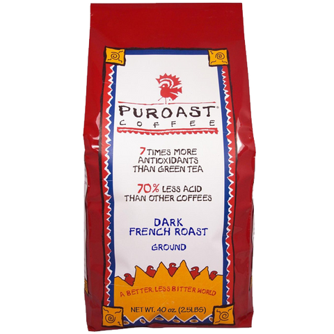 Puroast coffee dark French Roast grind 2.5 pound bag